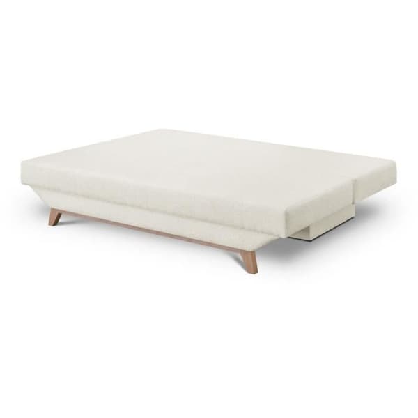 Bäddsoffa 3 platser TEIJO - Beige bouclette-tyg - Förvaringsutrymme - L187 x P91 x H82 cm