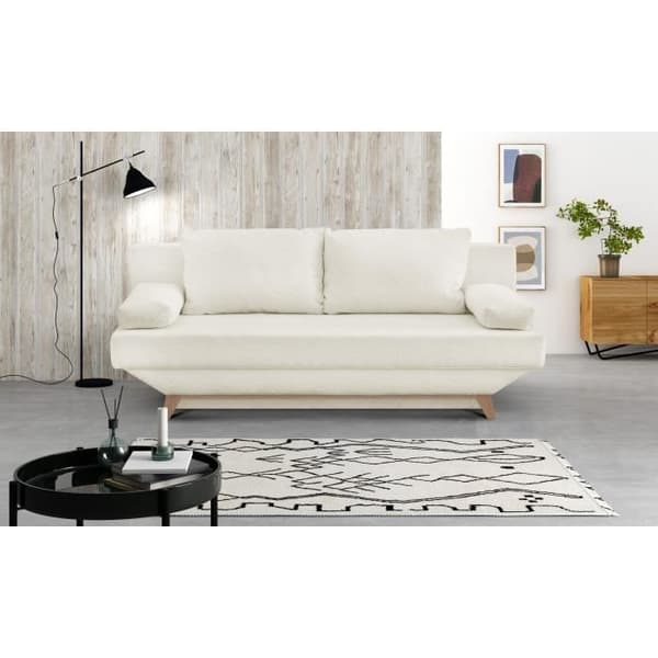 Bäddsoffa 3 platser TEIJO - Beige bouclette-tyg - Förvaringsutrymme - L187 x P91 x H82 cm