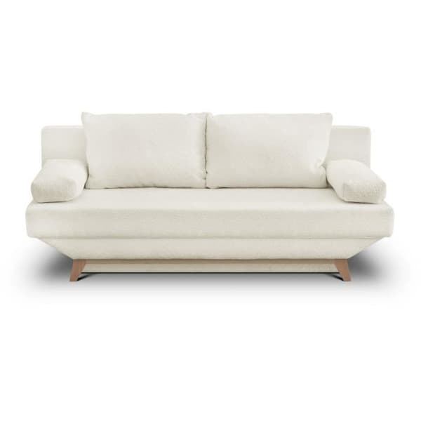 Bäddsoffa 3 platser TEIJO - Beige bouclette-tyg - Förvaringsutrymme - L187 x P91 x H82 cm