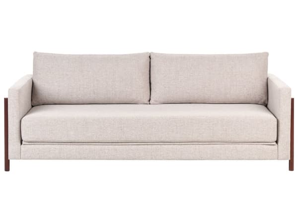 Sovesofa Lysebrun Polyester Stoff Polstring Birketre Mørkebrune Ben med Sovefunksjon Stue Soverom