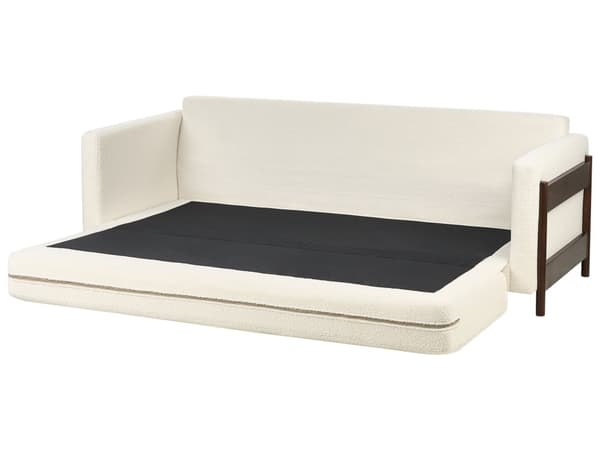 Sovesofa Hvid Boucle 3 Personers Smart Sofaseng med Udtræk Kompakt Sofa Sove Udtræksseng Komfort Sovebriks til Teenager