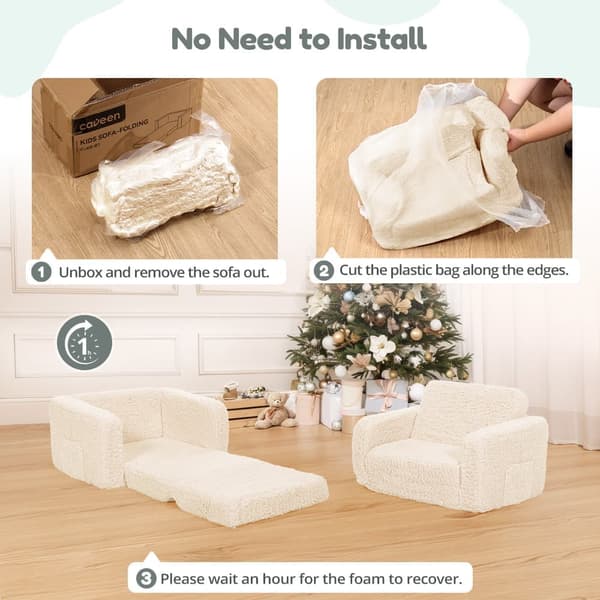 Lasten sohva, kokoontaitettava 2-in-1 lasten sohva, taaperotuoli, avonainen vauvan sohva pojille ja tytöille, beige 112 x 44 x 29 cm