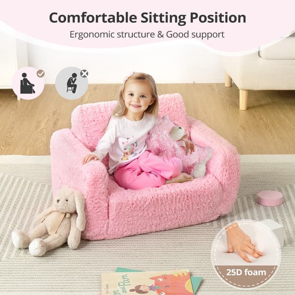 Børnesofa, foldbar 2-i-1 børnesofa, tumlestol, babysofa til drenge og piger, pink 112 x 44 x 29 cm