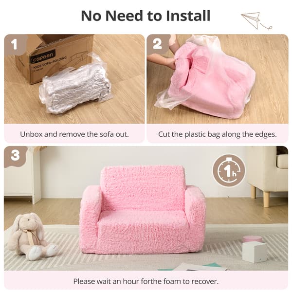 Børnesofa, foldbar 2-i-1 børnesofa, tumlestol, babysofa til drenge og piger, pink 112 x 44 x 29 cm