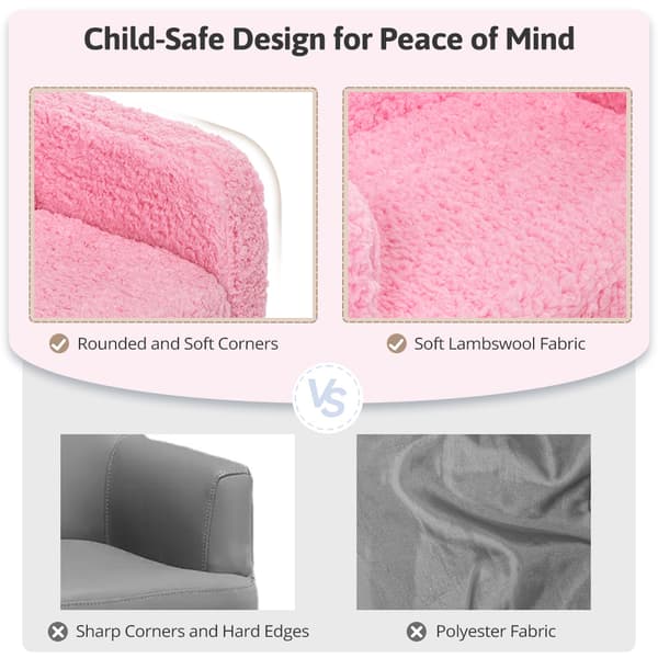 Børnesofa, foldbar 2-i-1 børnesofa, tumlestol, babysofa til drenge og piger, pink 112 x 44 x 29 cm