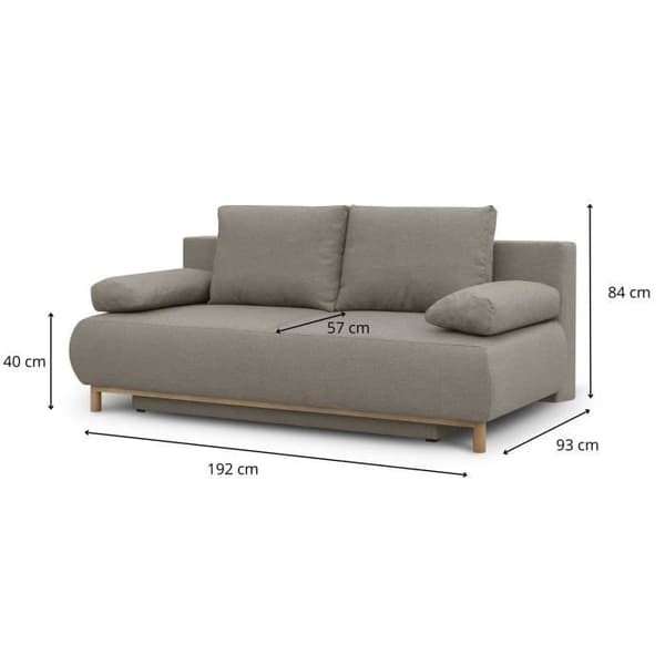 Bäddsoffa 3 platser MIKA - Beigetyg - Förvaringslåda - L 192 x H 84 x P 93 cm
