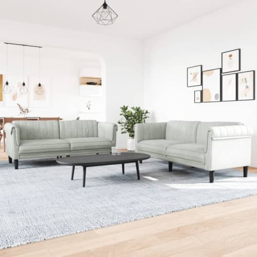 Soffgrupp 2 delar ljusgrå sammet
