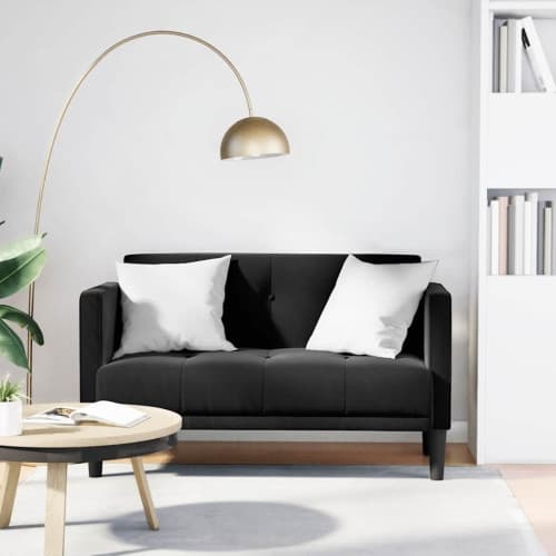 Loveseat soffa svart 111 cm sammet