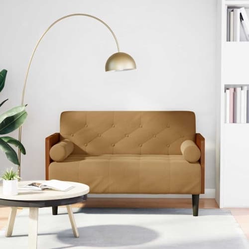 Loveseat soffa med dynor brun 110 cm sammet