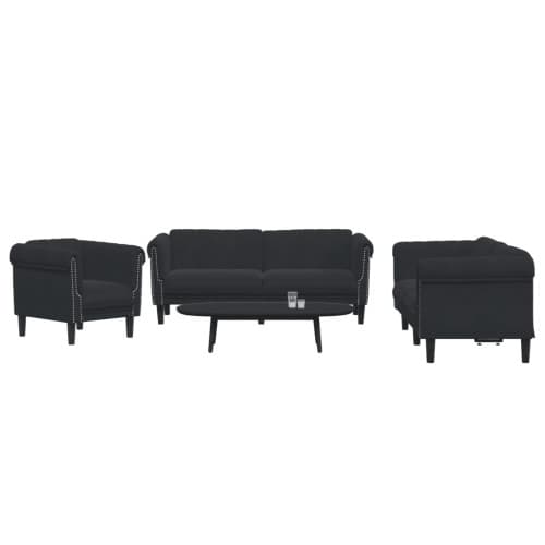 Soffgrupp 3 delar svart sammet
