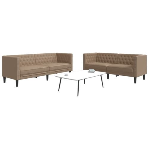 Soffgrupp chesterfield 2 delar cappuccino konstläder