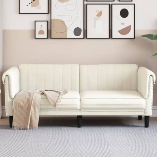 Soffa 2-sits gräddvit sammet