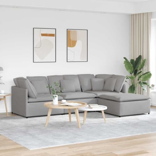 Modulsoffa med fotpall och dynor i tyg Cloud Grey