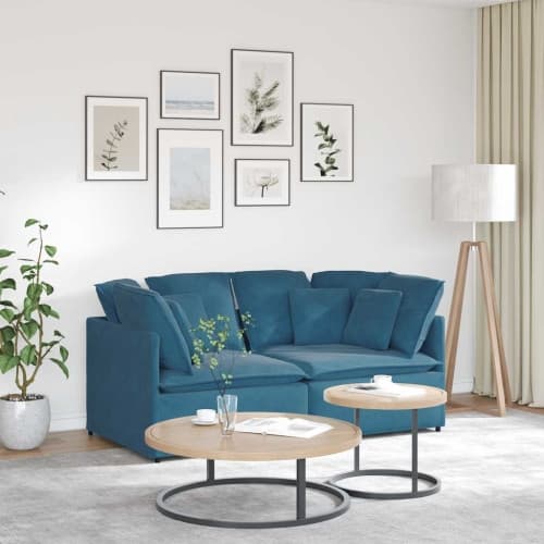 Modulsoffa med dynor sammetsblå
