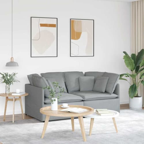 Modulsoffa med dynor i tyg ljusgrå
