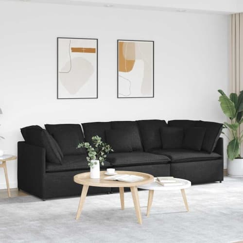 Modulsoffa med dynor i tyg svart