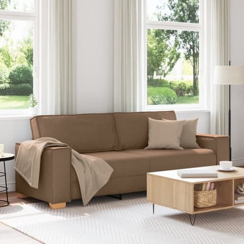 3-sitssoffa brun 180 cm tyg