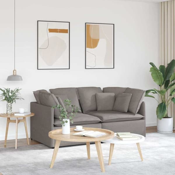 Modulsoffa med kuddar i taupe