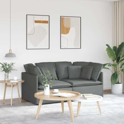 Modulsoffa med dynor i tyg mörkgrå