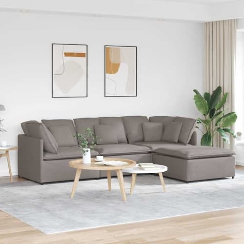 Modulsoffa med fotpall och dynor i taupe