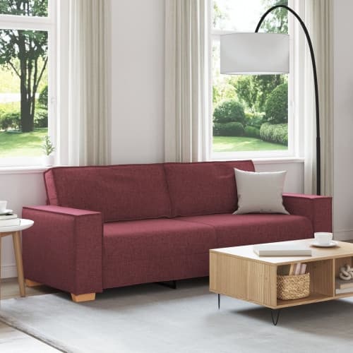 3-sitssoffa vinröd 180 cm tyg