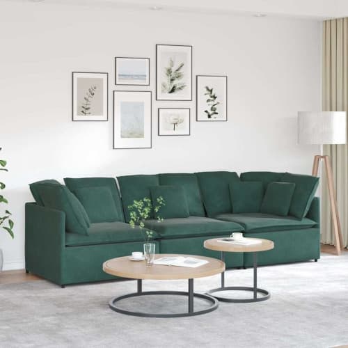 Modulsoffa med dynor sammet mörkgrön