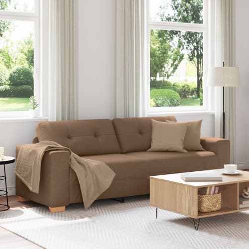 3-sitssoffa i brun färg, 180 cm, tyg