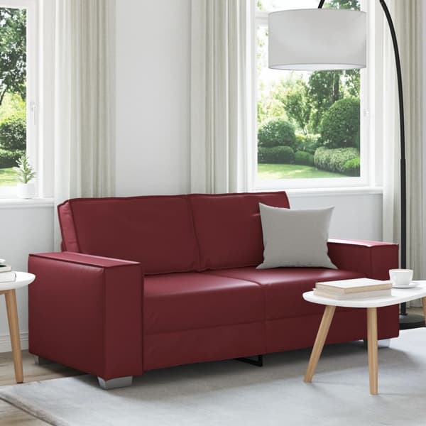 Soffa Loveseat Vinröd 140 cm i Konstläder