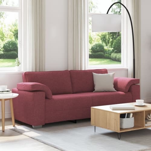 3-sits soffa vinröd 178 cm tyg