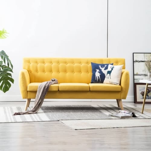 3-sitssoffa med tygklädsel 172x70x82 cm gul