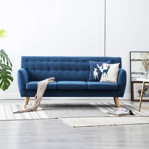 3-sitssoffa med tygklädsel 172x70x82 cm blå