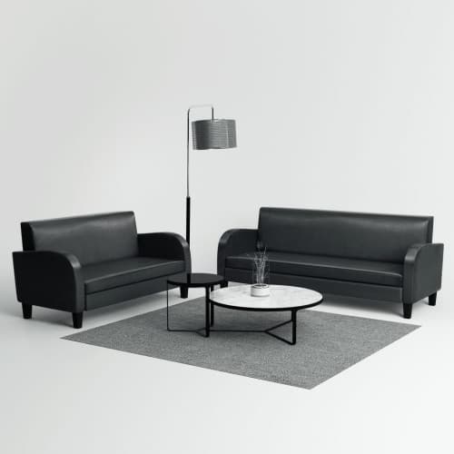 Soffgrupp 2 delar konstläder svart