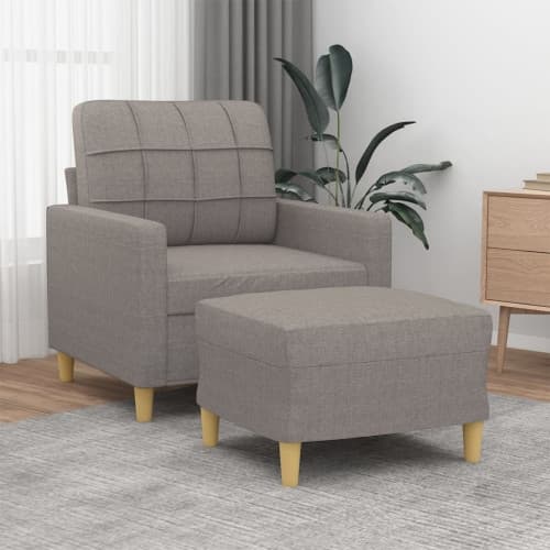 Fåtölj med fotpall Taupe 60 cm tyg