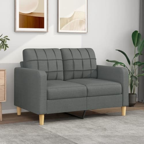 Soffa 2-sits mörkgrå 120 cm tyg