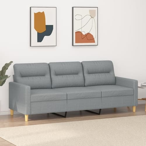 3-sitssoffa ljusgrå 180 cm tyg