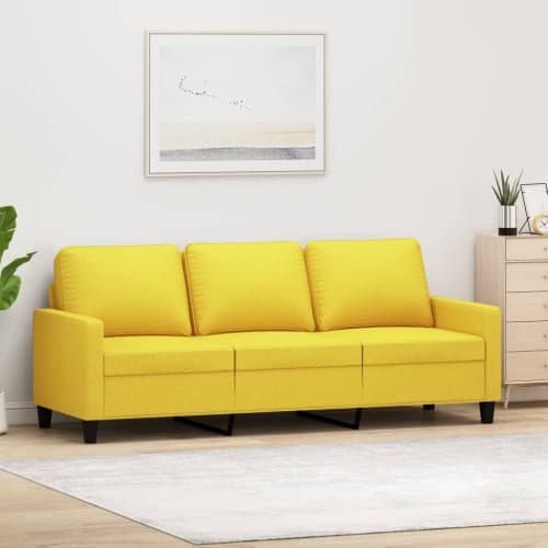 3-sitssoffa ljusgul 180 cm tyg