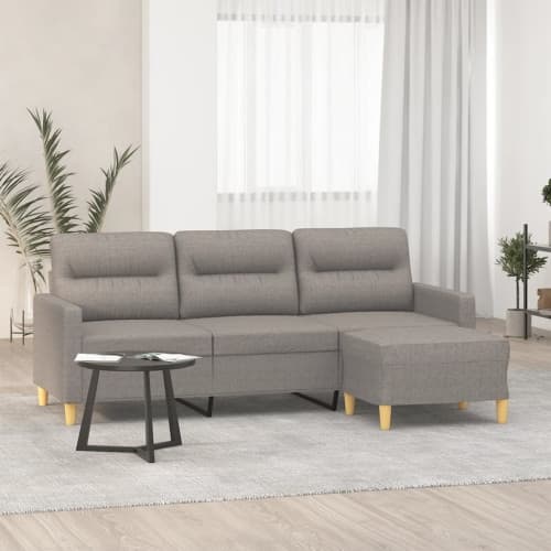 3-sitssoffa med fotpall taupe 180 cm tyg