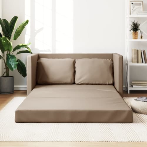 Golvbäddsoffa 2-i-1 cappuccino 112x174x55 cm konstläder