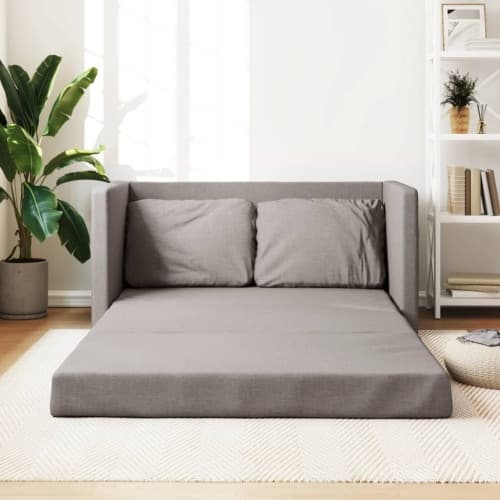 Golvbäddsoffa 2-i-1 taupe 112x174x55 cm tyg