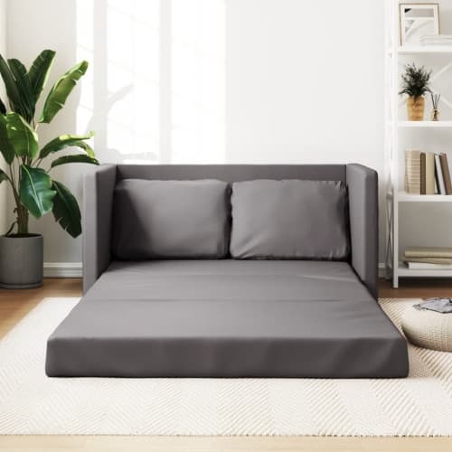 Golvbäddsoffa 2-i-1 grå 112x174x55 cm konstläder