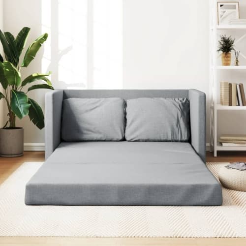 Golvbäddsoffa 2-i-1 ljusgrå 112x174x55 cm tyg