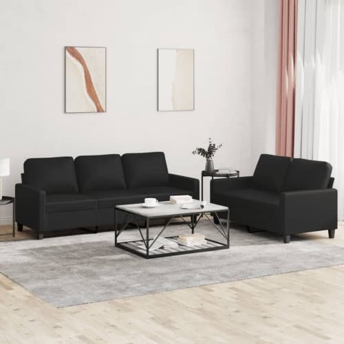 Soffgrupp med dynor 2 delar svart konstläder