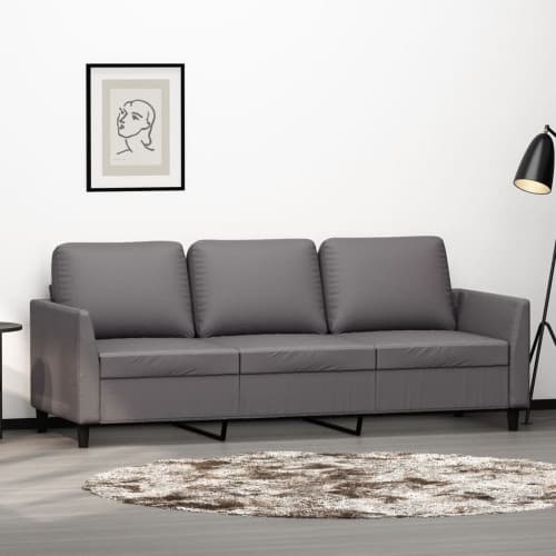 3-sitssoffa grå 180 cm konstläder