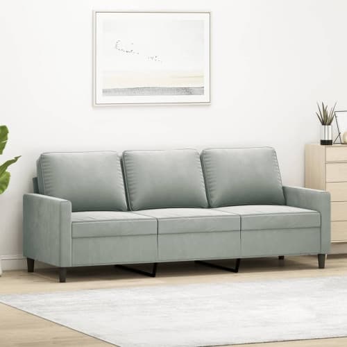3-sitssoffa ljusgrå 180 cm sammet