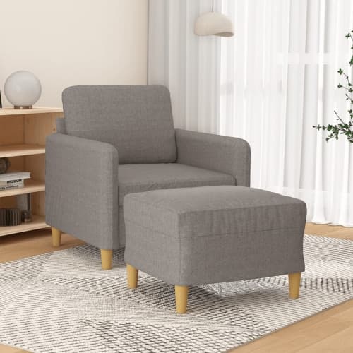 Fåtölj med fotpall Taupe 60 cm tyg