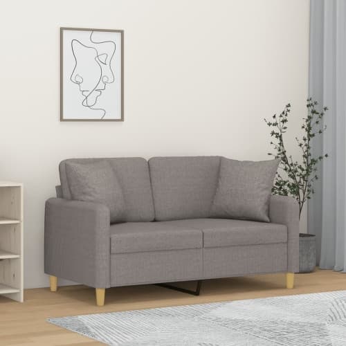 2-sits soffa med prydnadskuddar ljusgrå 120 cm tyg