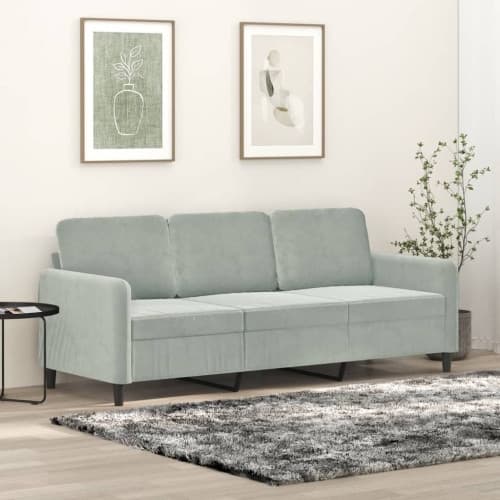 3-sitssoffa ljusgrå 180 cm sammet