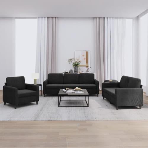 Soffgrupp 3 delar svart sammet