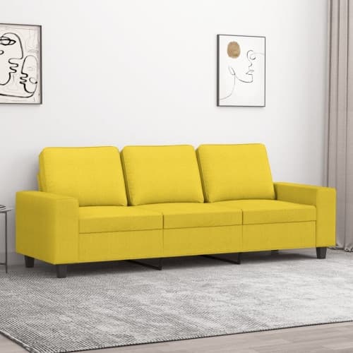 3-sitssoffa ljusgul 180 cm tyg