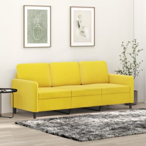 3-sitssoffa gul 180 cm sammet